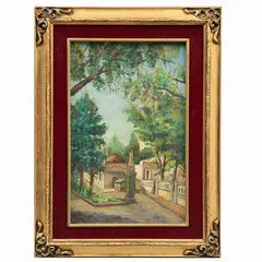 Ana María Muñoz, Vista de atrio de Iglesia, Óleo sobre tela