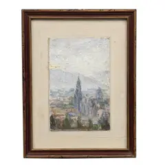 Catedral by Pedro Galarza Duran, Óleo sobre cartón, offered May 2024