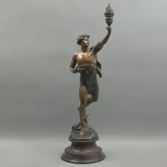 ¡l'Victoria!*, FRANCIA, PRIMERA MITAD DEL SIGLO XX, Bronce, patinado en color marrón; con base de mármol negro