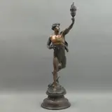 ¡l'Victoria!*, FRANCIA, PRIMERA MITAD DEL SIGLO XX, Bronce, patinado en color marrón; con base de mármol negro