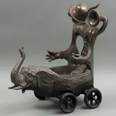Carro-elefante, SIGLO XX, Bronce, patinado en color gris
