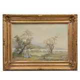 Paisaje con mujeres by Autor No Identificado, Óleo sobre tela, sold Apr 2024