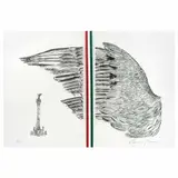 Carmen Parra, El ala del Águila de la Independencia, Grabado al aguafuerte y aguatinta con textil 6 / 25