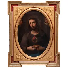MÉXICO, SIGLO XIX by Sagrado Corazón de Jesús, Óleo sobre tela, sold Apr 2024