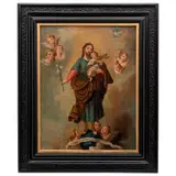 MÉXICO, SIGLO XIX by San José Con El Niño, Óleo sobre tela adherida a tabla, sold Apr 2024
