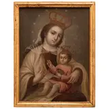 Virgen del Carmen, MÉXICO, SIGLO XIX, Óleo sobre tela
