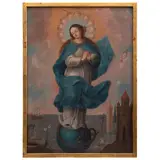 Virgen de la Inmaculada Concepción, MÉXICO, SIGLO XIX, Óleo sobre tela