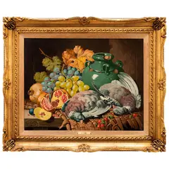 Charles Thomas Bale, BODEGÓN CON GRANADAS Y PIEZAS DE CAZA, Óleo sobre tela
