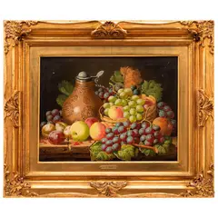 Charles Thomas Bale, BODEGÓN CON UVAS, Óleo sobre tela
