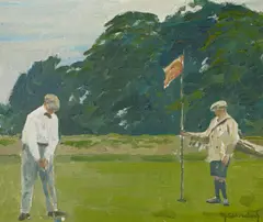 Max Clarenbach, Die Golfpartie, Öl auf Leinwand