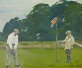 Die Golfpartie by Max Clarenbach, Öl auf Leinwand, sold May 2017