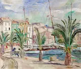 Hans Purrmann, Palmen am Hafen von Sanary