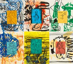 Liveley Iris by David Salle, 1992, Mappe mit sechs Lithografien mit Linoleum Reliefdruck auf Arches, sold Apr 2019