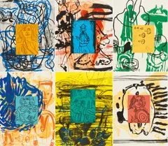 Liveley Iris by David Salle, 1992, Mappe mit sechs Lithografien mit Linoleum Reliefdruck auf Arches, sold Nov 2022