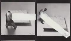 Ohne Titel by Günther Uecker, 1981, Karton nach Photographien von Rolf Schroeter. Beide Lithographien von Uecker übermalt, sold Jan 2018