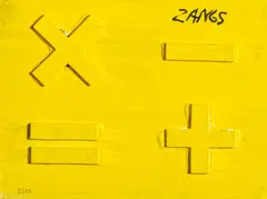 Ohne Titel (Plus-Minus) by Herbert Zangs, Acryl auf Sperrholz, sold Jun 2017
