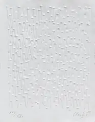 Vertikale Struktur by Günther Uecker, 2005, Prägedruck auf Büttenkarton, sold Jun 2017