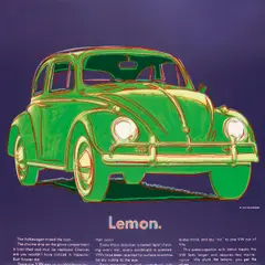 Volkswagen by Andy Warhol, 1985, Farbserigrafie auf Lenox Museumskarton, sold May 2017