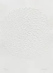 Günther Uecker, JeKi Kreis (Spirale), 2009, Prägedruck auf handgeschöpftem Bütten