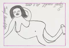 Josef Bachler, "Frau nackt", 1972, Blei- und Farbstift auf Papier