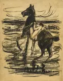 Max Liebermann, Buch "Sieben Radierungen" mit Text von Oscar Bie, 1909, Sechs Radierungen auf Bütten, eingebunden in Buchband (47,5 x 36,5 x 2,5cm)