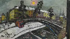 Hans Meyboden, Ansicht der Dreisambrücke, 1963, Öl auf Leinwand
