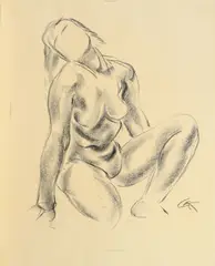 Hockende by Georg Kolbe, Kreidezeichnung auf Papier, sold Apr 2018