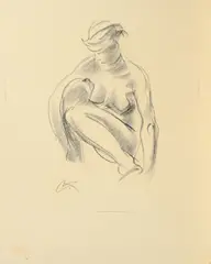 Sitzende by Georg Kolbe, Kreidezeichnung auf Papier, sold Apr 2018