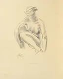 Georg Kolbe, Sitzende, Kreidezeichnung auf Papier