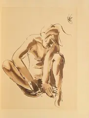 Sitzender weiblicher Akt by Georg Kolbe, perforiertem Papier, sold Apr 2018