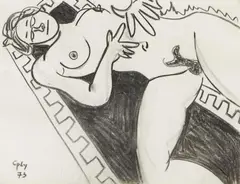 Auktion 414, Los 582 by William Copley, 1973, Kohle auf Velin, sold Jun 2018