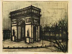 Arc de triomphe by Bernard Buffet, 1962, Farblithografie auf BFK RIVES (Wasserzeichen), sold Aug 2018