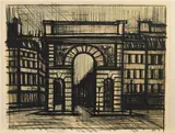 Bernard Buffet, La porte Saint-Martin (aus: "Album Paris"), 1962, Lithografie auf Velin