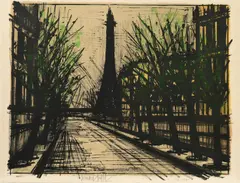 La Tour Eiffel by Bernard Buffet, 1962, Farblithografie auf BFK RIVES (Wasserzeichen), sold Aug 2018