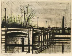 Le Pont de la Concorde by Bernard Buffet, 1962, Farblithografie auf BFK RIVES (Wasserzeichen), sold Jun 2020