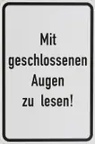Timm Ulrichs, Mit geschlossenen Augen zu lesen!, Serigrafie