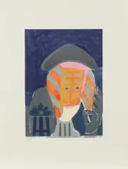 Hommage à Picasso by HAP Grieshaber, 1972, Farbholzschnitt auf BFK RIVES FRANCE (Wasserzeichen), sold Oct 2017