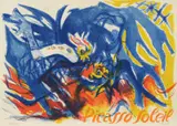 Édouard Pignon, Picasso soleil, 1972, Farblithografie auf Büttenkarton