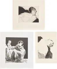 Stephen Conroy, Fallen; Falling Man; and Ixion, 2002; 2003; 2003, Two lithographs and one etching, on Somerset paper, with full margins