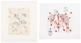 Dalliances; and The Perfumed Garden by Ghada Amer and Reza Farkhondeh, 2006, Two lithographs in colours with fabric collage and digitised sewing, on wove paper, with full margins, sold Jan 2026