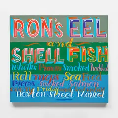 Bob and Roberta Smith, Ron's Eel and Shellfish, 2008, Unique enamel painting, on found and assembled wooden panels