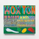 Bob and Roberta Smith, Hoxton Fruit and Veg, 2008, Unique enamel painting, on found and assembled wooden panels