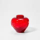 Ai Weiwei, Glass Vase, 2023, Cast translucent red glass vase, contained in the original wooden presentation box with printed artist's name and title