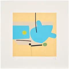 Victor Pasmore, Two Image (Blue) (L. G29), 1984, Screenprint in colours, on Arches paper, with full margins