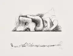 Henry Moore, Large Reclining Figure and Small Motifs (C. 70), 1967, Lithograph, on Barcham Green handmade paper, with full margins