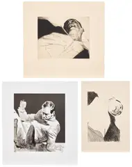 Stephen Conroy, Fallen; Falling Man; and Ixion, 2002; 2003; and 2003, Two lithographs and one etching, on Somerset paper, with full margins