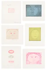 Louise Bourgeois, Together (MoMA 1094-1099), 2005, The complete set of six drypoint and engravings in colours, one with aquatint and four with Chine-collé, on Somerset paper, with full margins, accompanied by the title page, colophon and original beige cloth-covered clamshell portfolio with printed artist's name and title
