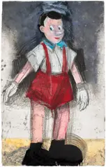 Jim Dine, Red Pants II (C. 136), 1999, Etching and drypoint in colours with sandpaper and power-tool abrasion and hand-colouring, on Dieu Donné handmade paper, the full sheet