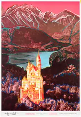 Andy Warhol, Neuschwanstein, 1987, Offset lithographic poster with screenprint in colours, on Varick rag paper, with full margins