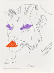 Lion by Andy Warhol, 1975, Offset lithograph in colours, on wove paper, the full sheet, sold May 2026
